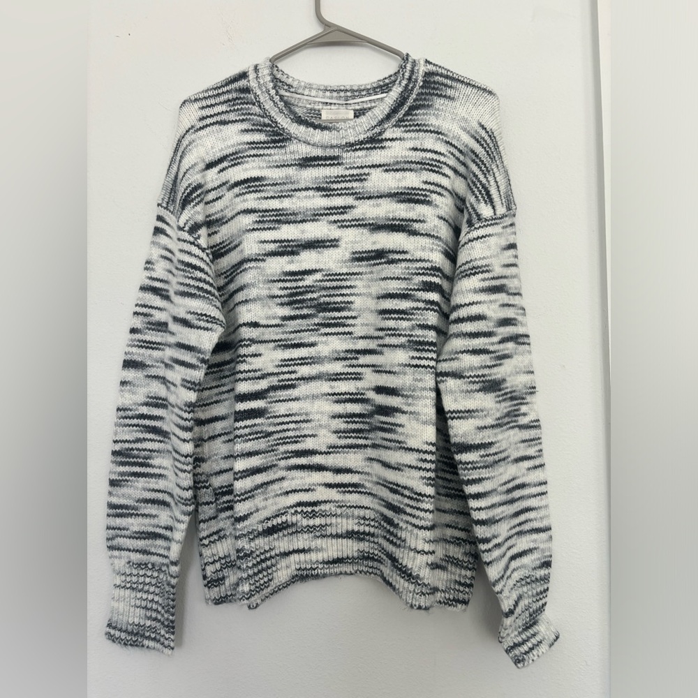 NORDSTROM NWT NAVY & WHITE SPACEDYE CREWNECK SWEATER SZ X-LARGE